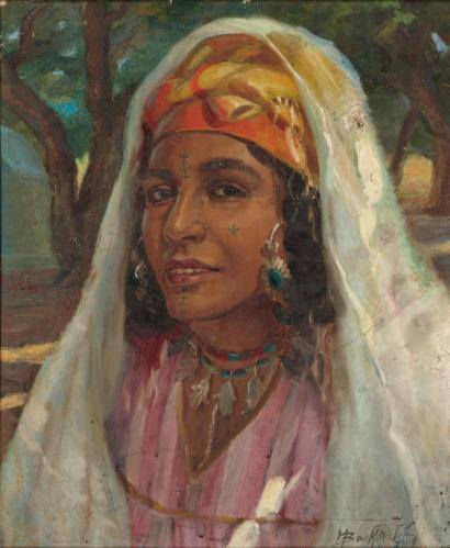 «Jeune femme Algérienne au voile blanc» datée «1948»