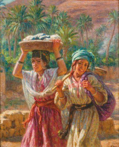 Étienne Dinet - Nasreddine Dinet Jeune laveuses revenant de l'oued, Bou-saâda Cité du Bonheur