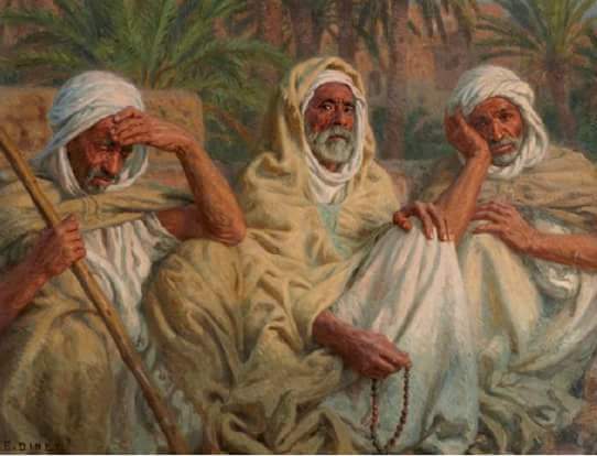 Nasreddine DINET (1861-1929) LES TROIS SAGES . Peint vers 1925