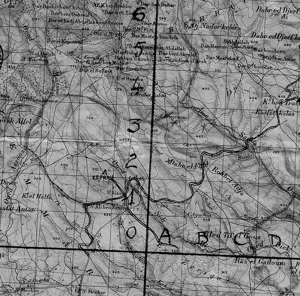 Carte de Sidi-Ali Benzemra et ses environs sur le versant sud du Fillaoucène.