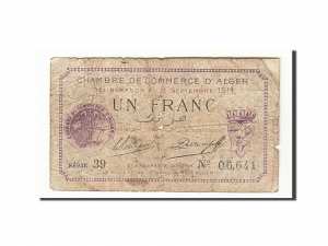 Algeria, Alger, 1 Franc, 1914, 1914-09-03, TB, Pirot:137-1 face