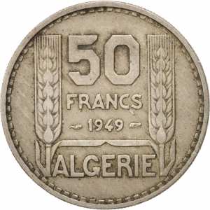 Algeria, 50 Francs, 1949, Paris face