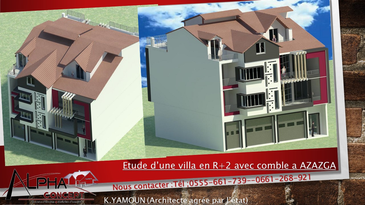 Etude d'une villa en R+2 avec comble a AZAZGA