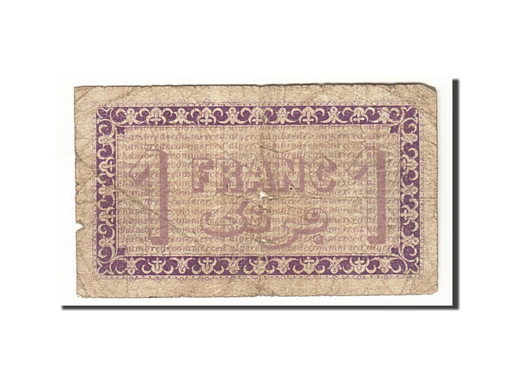 Algeria, Alger, 1 Franc, 1914, 1914-09-03, TB, Pirot:137-1 dos