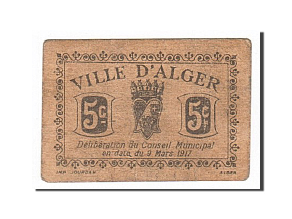Algeria, Alger, 5 Centimes, 1917-03-09 face