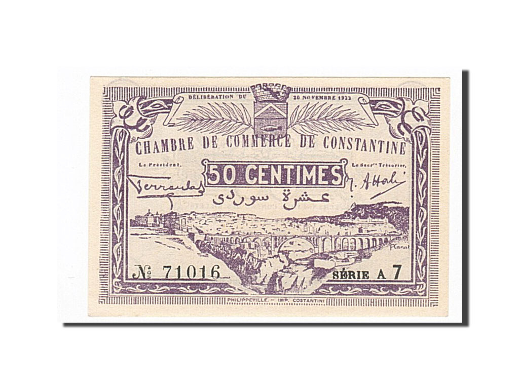 Algeria, Constantine, 50 Centimes, 1922-11-20 face