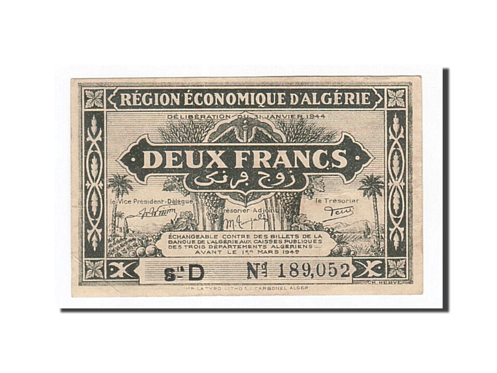 Algeria, 2 Francs, 1944-01-31 face
