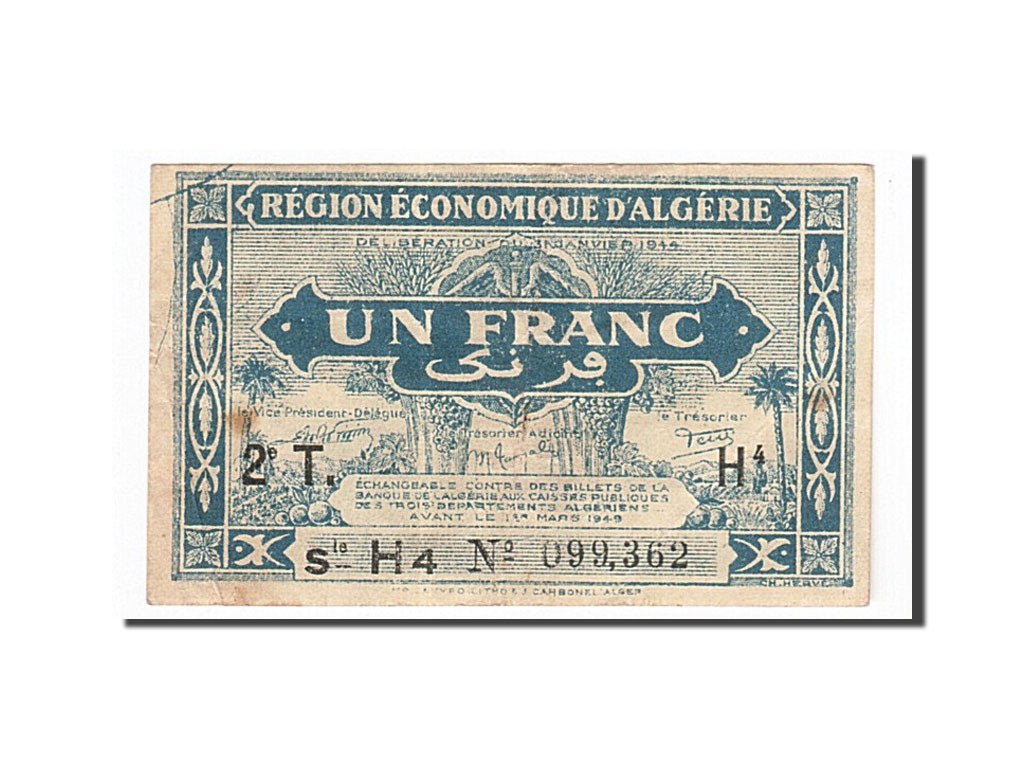 Algeria, 1 Franc 1944-01-31 face