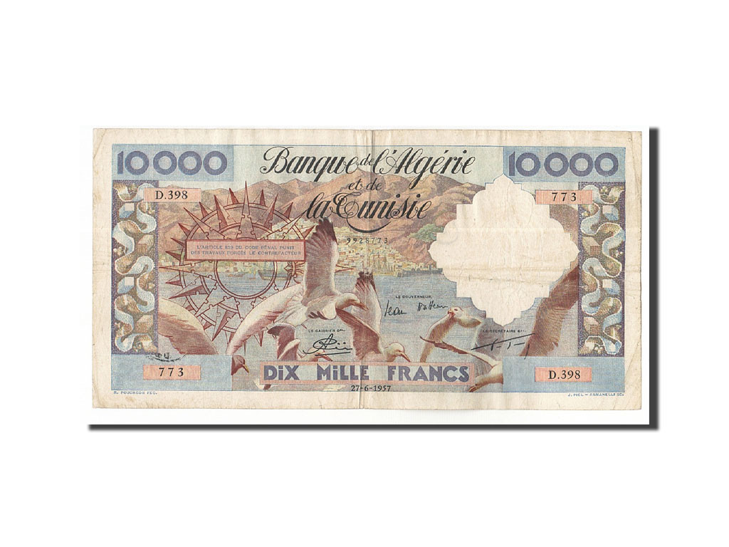 Algeria, 10,000 Francs, 1949-1955, 1957-06-27 face