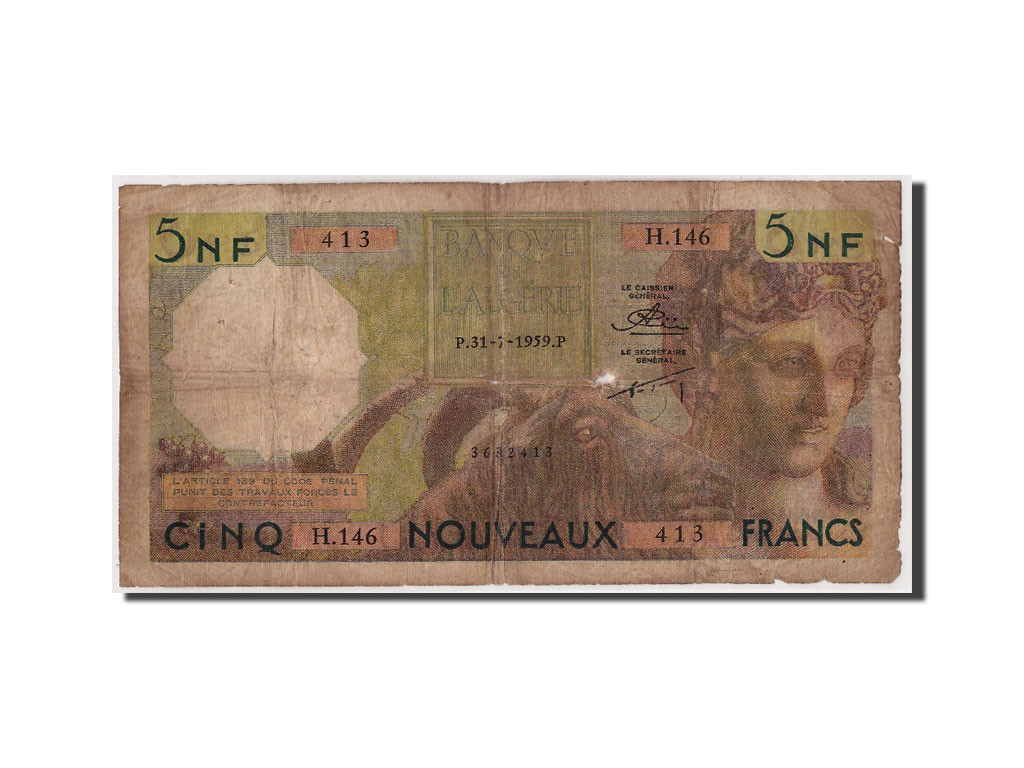 Algérie, 5 Nouveaux Francs, 1959-07-31 face