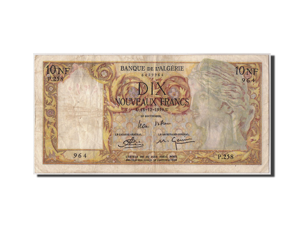 Algérie, 10 Nouveaux Francs, 1959-12-18 face