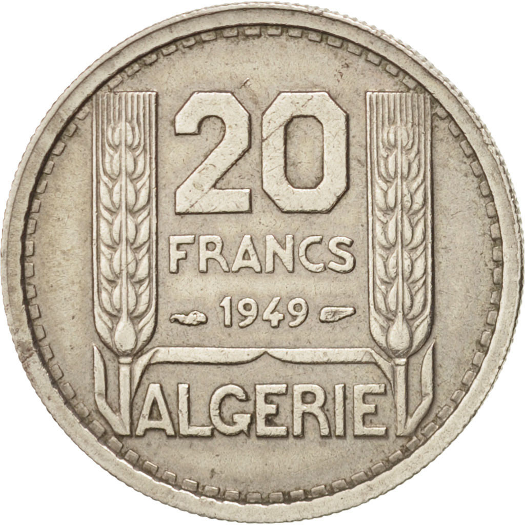 Algeria, 20 Francs, 1949, Paris face