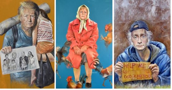 Abdalla Al Omari, réfugié syrien, a imaginé les puissants dans la peau de déplacés.