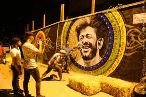 Fresque sur Maatoub Lounes peinte au Festival international raconte-arts La 14e édition à Aït Ouabane