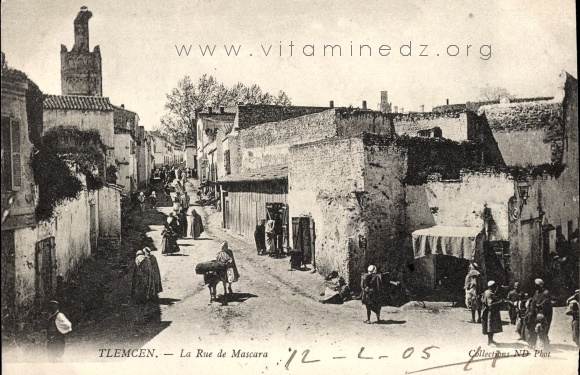 Ancienne photo de Tlemcen : Rue de Mascara (envoyée en 1905)