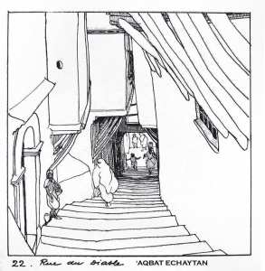 Croquis de la Casbah par Paul Guion : Rue du Diable (Aqbet Echaytan)