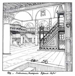 Croquis de la Casbah par Paul Guion : Intérieur mosquée Djamaa Essafir