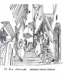 Croquis de la Casbah par Paul Guion : Rue Staouelli (Zenqat Ain Al atech)