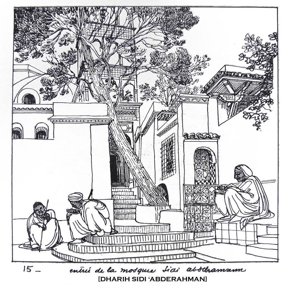 Croquis de la Casbah par Paul Guion : Entrée de la mosquée Sidi Abderrahmane