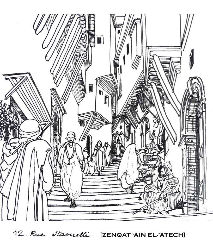 Croquis de la Casbah par Paul Guion : Rue Staouelli (Zenqat Ain Al atech)
