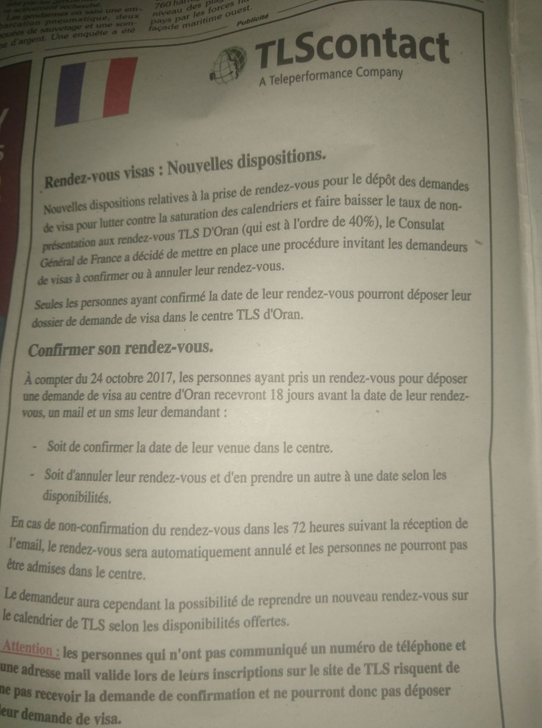 Rendez-vous visas : Nouvelles dispositions.