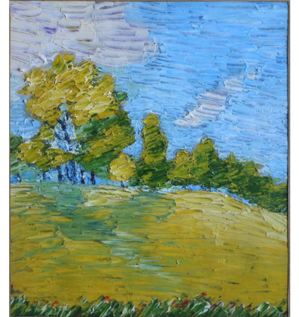 Une toile de Mohammed Dib : LES OLIVIERS DE MANSOURAH