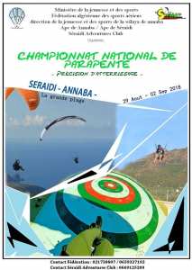 ANNABA : championnat national de parapente ''précision d'atterrissage '' du 29 Août au 02 Septembre 2018 à la grande plage