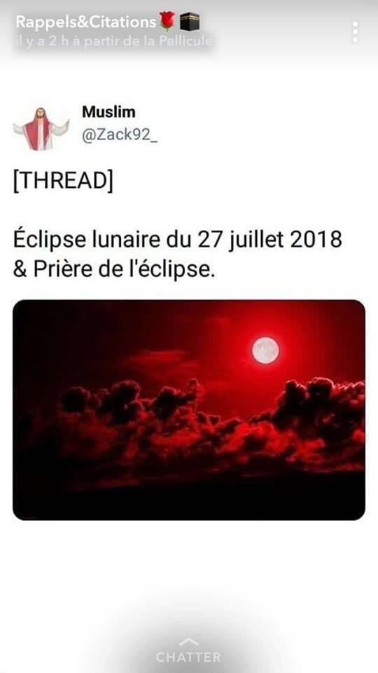 ECLIPSE LUNAIRE DU 27 JUILLET 2018 ET PRIERE DE L'ECLIPSE