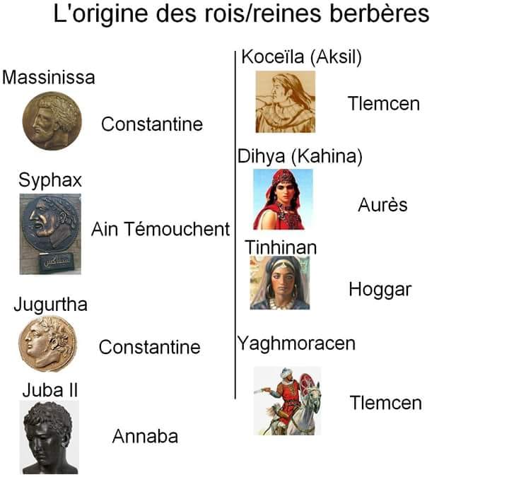 Origine des reines et rois berbères