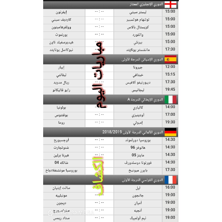 مباريات الدوريات الخمسة الكبرى اليوم السبت