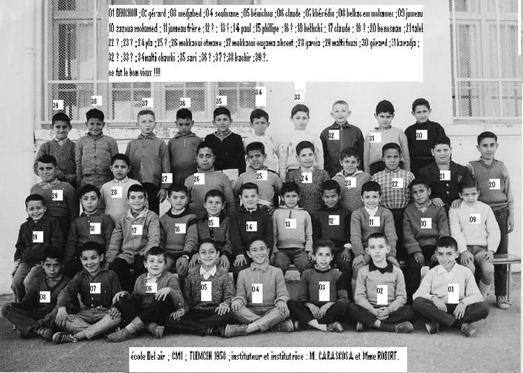 1958 - CM1 , école bel air , TLEMCEN - Bel-air