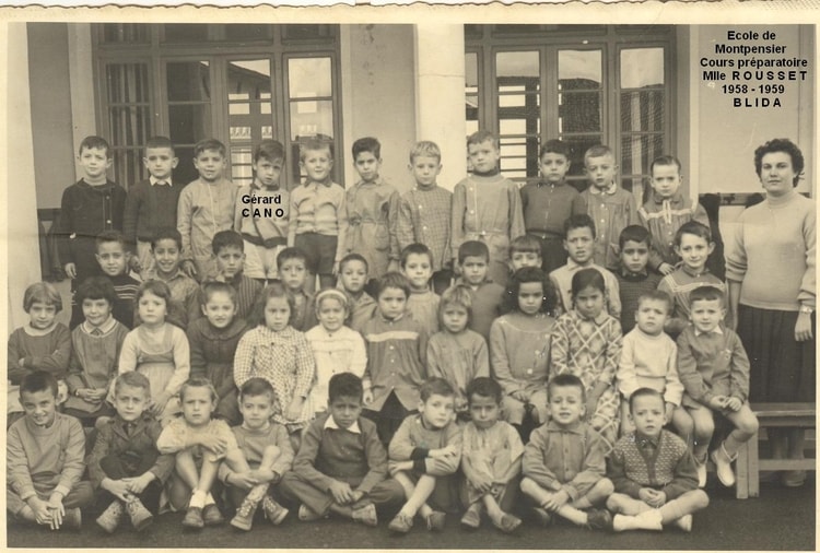 1958 - Cours préparatoire . 1958 - 1959 - Ecole de montpensier