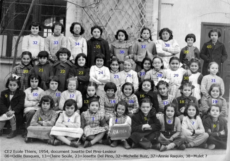 1954 - CP OU CE1 - Ecole thiers