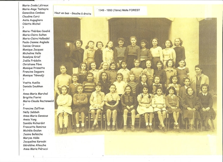 1949 - 7ème Classe de Melle FOREST - Lycée laveran