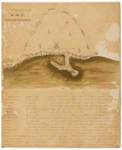 Plan de bataille du bombardement d'Alger vers 1816