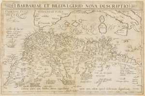Carte côte nord de l'Afrique, du Maroc à la Libye et à l'ouest de la Méditerranée,