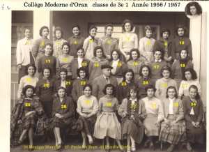 1956 - 1956 1957 - cl de 3eme1 - Collège moderne de jeunes filles ali chekkal