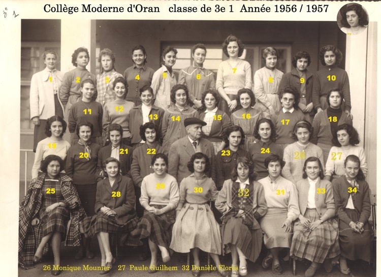1956 - 1956 1957 - cl de 3eme1 - Collège moderne de jeunes filles ali chekkal