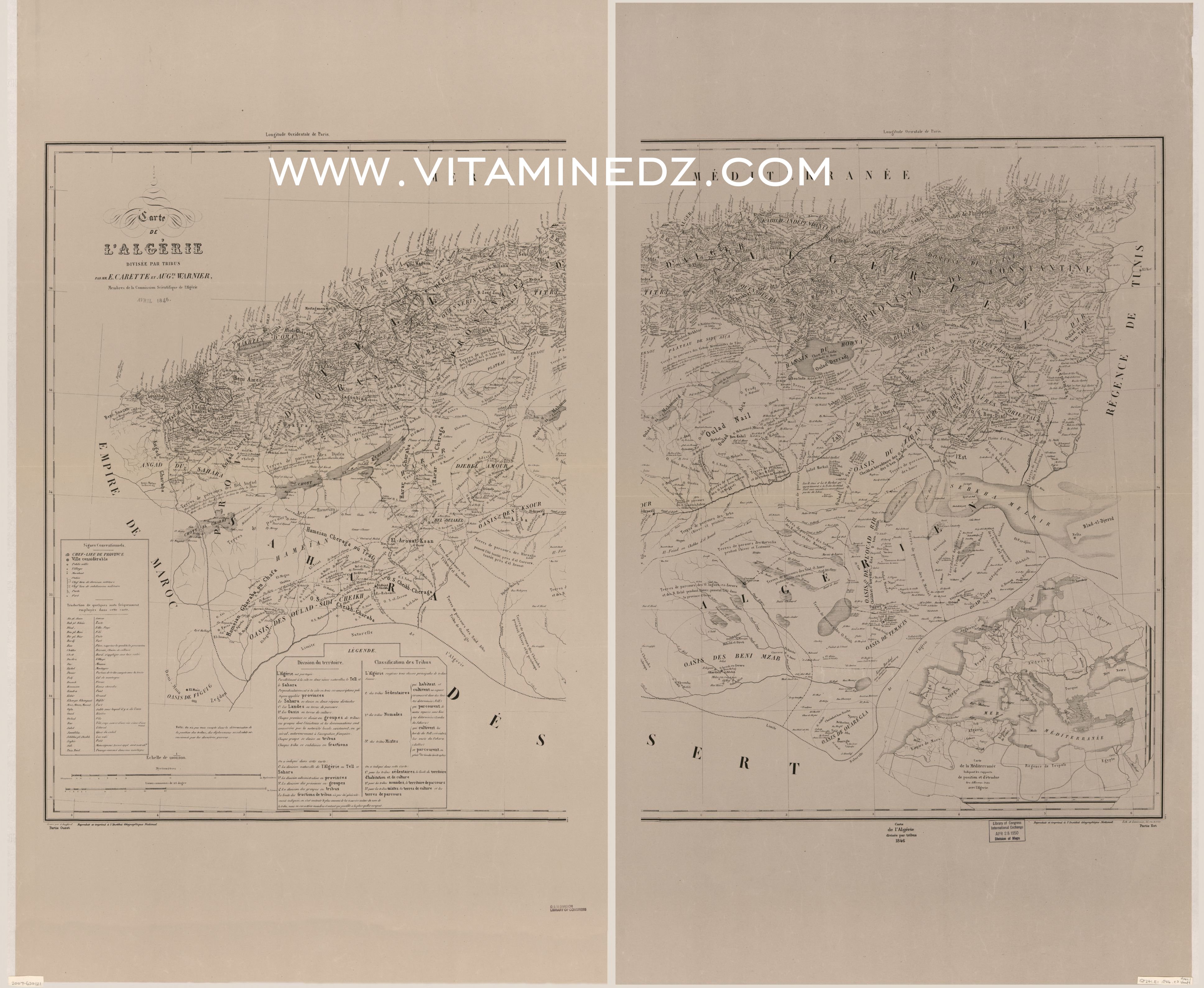 Carte intéressante de l'Algérie : divisée par tribus
