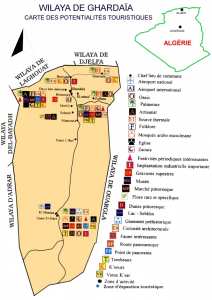Wilaya de Ghardaïa : carte des potentialités touristiques