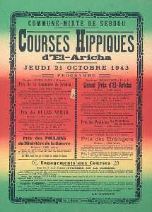 Commune mixte de Sebdou. Courses hippiques d'El Aricha. Jeudi 21 octobre 1943