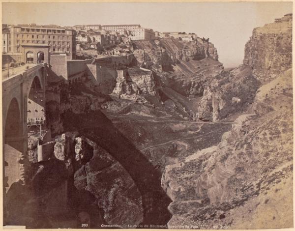 Constantine. Le ravin du Rhummel, vue prise du pont (Photo rare)