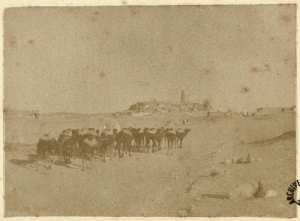 [Une caravane et une ville du Mzab] (Photo rare)