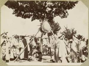 Marché d'Ammi-Moussa. Boucherie arabe (Photo rare)