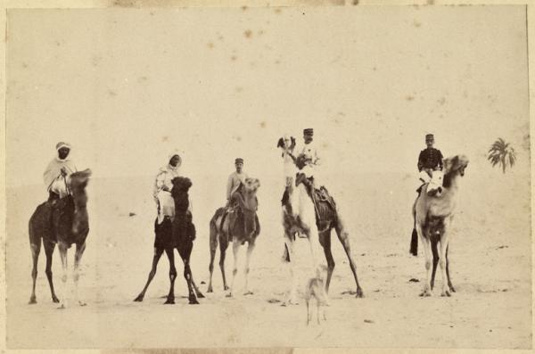 [Touggourt ?. Officiers et soldats méharistes] (Photo rare)
