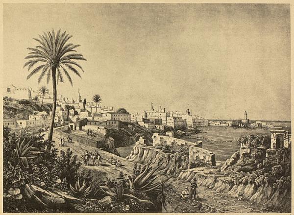 Alger. Faubourg Bab-Azoun (d'après Otth). Vue du port turc, de la mosquée Djemaâ-el-Kébir, du minaret de la mosquée Djemaâ-el-Djedid, des fortifications sud [...] (Photo rare)