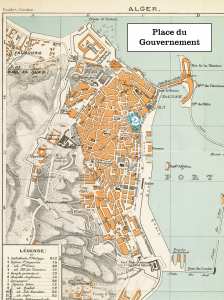 1888 Plan of Algiers, Algeria--Place du Gouvernement region