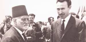 الرئيس هواري بومدين مع حفيد الأمير عبد القادر السوري الجزائري الأصل الأمير سعيد الجزائري في لقاء نادر خلال نهاية الستينيات