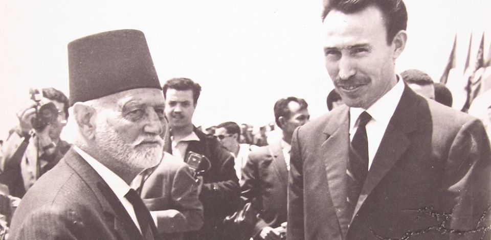 الرئيس هواري بومدين مع حفيد الأمير عبد القادر السوري الجزائري الأصل الأمير سعيد الجزائري في لقاء نادر خلال نهاية الستينيات