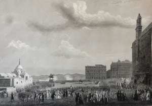 Alger Inauguration de la statue du Duc d'Orléans en 1845 à la place des martyrs